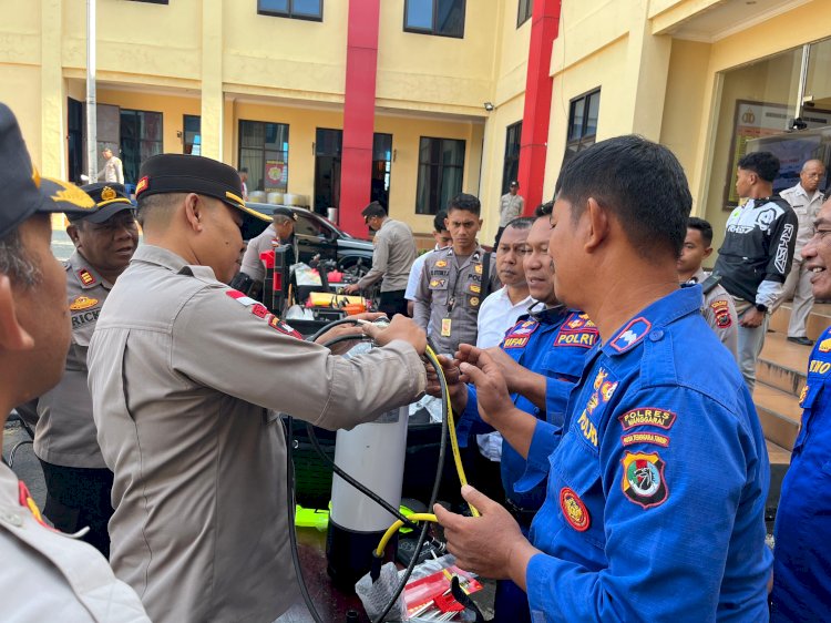 PENGECEKAN KESIAPAN APEL TANGGAP DARURAT BENCANA HIDROMETEOROLOGI TAHUN 2025 DI POLRES MANGGARAI