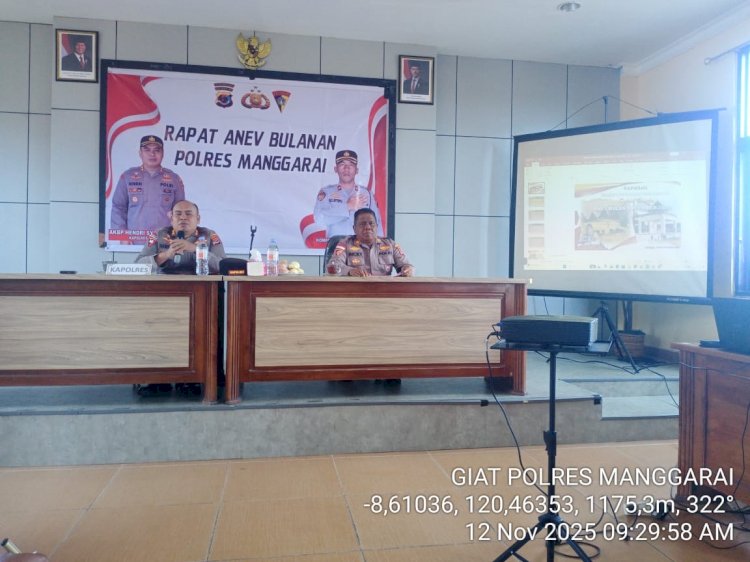 KAPOLRES MANGGARAI PIMPIN RAPAT ANALISA DAN EVALUASI (ANEV) BULANAN POLRES MANGGARAI.