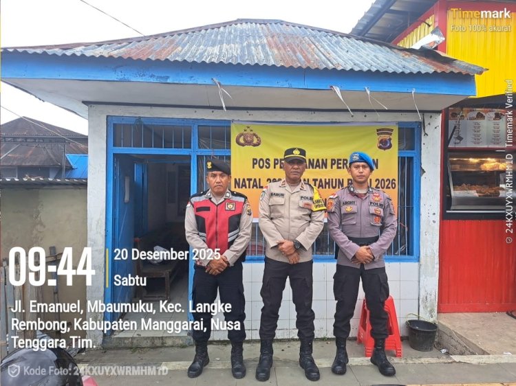 POLRES MANGGARAI TEMPATKAN PERSONEL POS PAM PADA DAERAH RAWAN MACET, KERAMAIAN, DAN TEMPAT IBADAH PASTIKAN NATARU AMAN DAN KONDUSIF