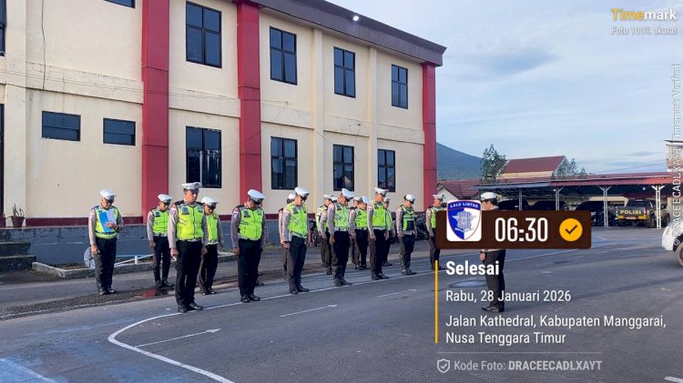 Kasat Lantas Pimpin Apel Pagi Satuan Lalu  Lintas Polres Manggarai