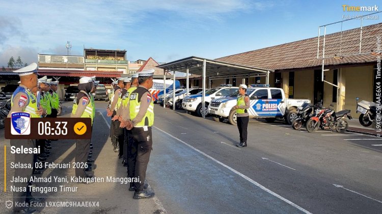 Kasat Lantas Polres Manggarai Pimpin Apel Pagi Sat Lantas