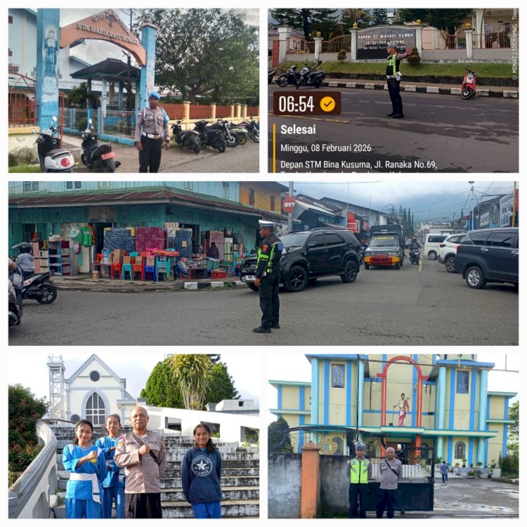 Ciptakan Rasa Aman, Polres Manggarai  ,Polda NTT , Gelar Pengamanan Intensif Ibadah Minggu di Seluruh Wilayah Hukum Manggarai.
