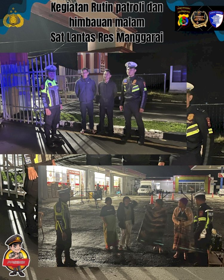 Patroli Malam Polres Manggarai Antisipasi Balap Liar dan Parkir Liar di Wilayah Kota Ruteng