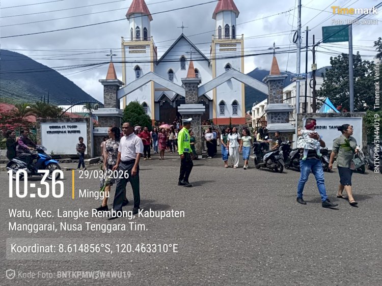 Polres Manggarai Polda NTT  Gelar Pengamanan humanis, Perayaan Misa Minggu Palma 2026, Berlangsung Aman dan Kondusif