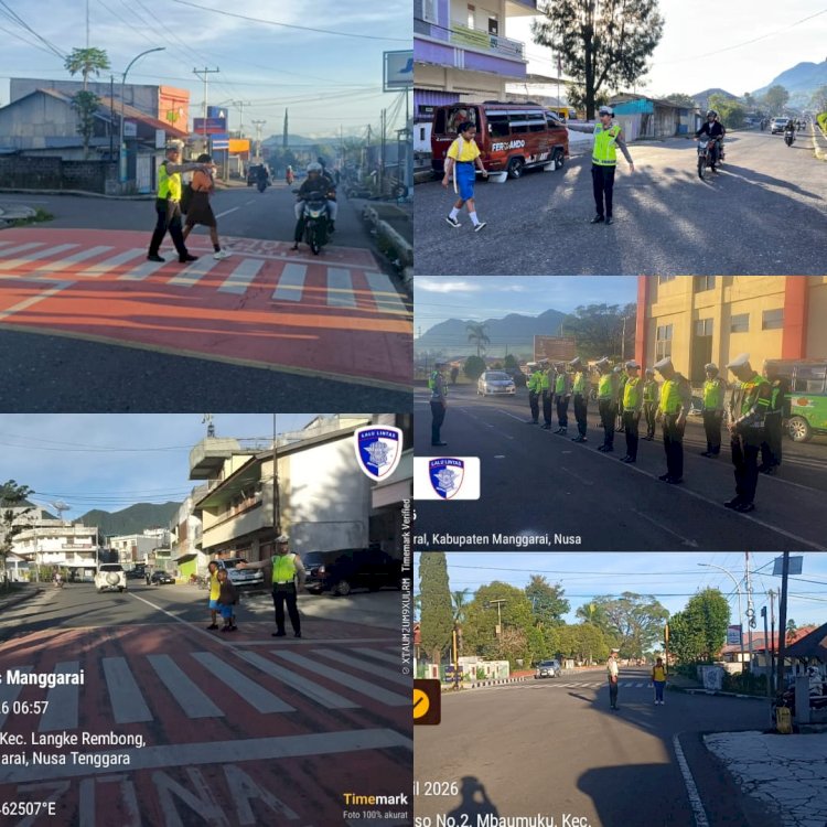 Satlantas Polres Manggarai Laksanakan Pengaturan Arus Lalu Lintas, Prioritaskan Keselamatan Pelajar