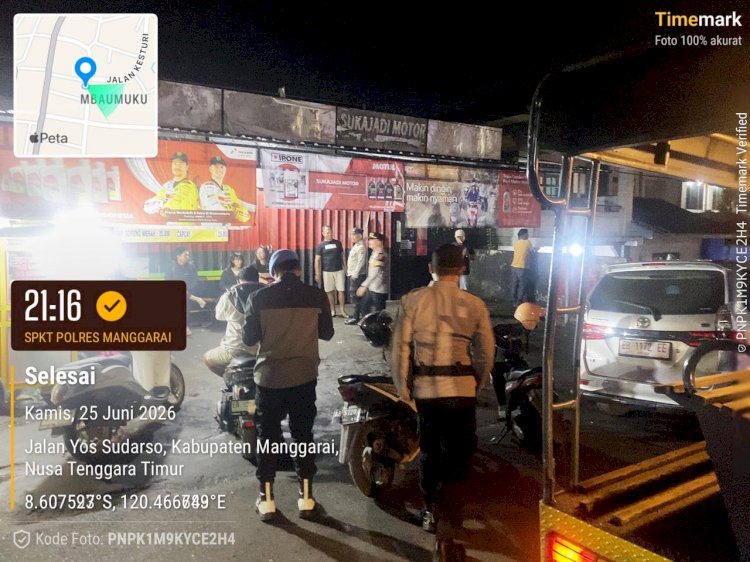 Patroli Malam SPKT Polres Manggarai, Warga Diajak Bersama Menjaga Kamtibmas Tetap Kondusif
