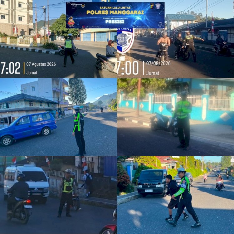 Satlantas Polres Manggarai Tingkatkan Pelayanan Pagi Melalui Pengaturan Arus Lalu Lintas di Titik Rawan Kemacetan dan Kawasan Sekolah