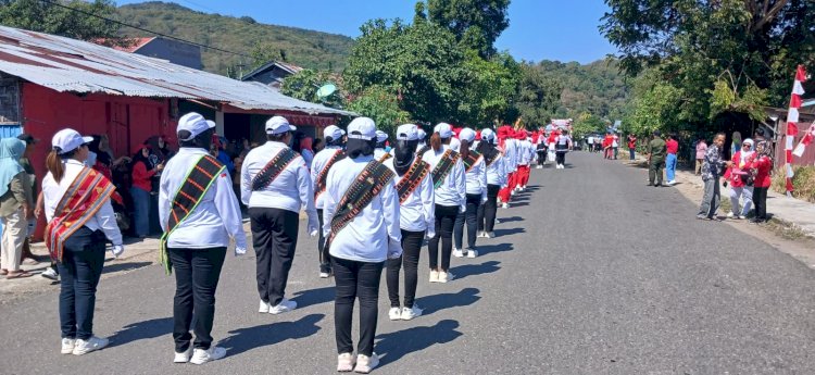 MERIAHKAN HUT KEMERDEKAAN RI KE-81, POLSEK REO DUKUNG SEMARAK LOMBA GERAK JALAN INDAH TINGKAT KECAMATAN REOK
