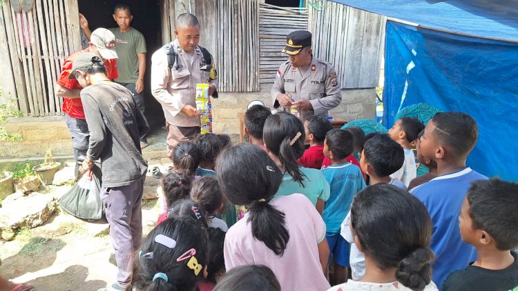 Polres Manggarai Hadir di Pelosok, Berikan Trauma Healing kepada Anak-Anak Korban Gempa