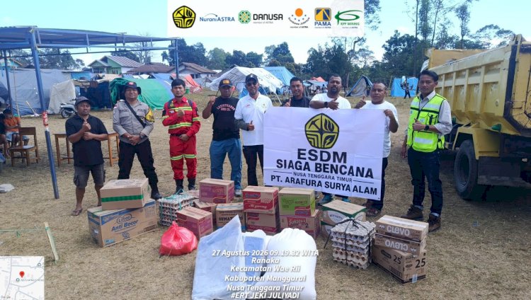 Bhabinkamtibmas Wae Ri’i Kawal Distribusi Bantuan PT Pama Astra Group untuk Warga Terdampak Gempa