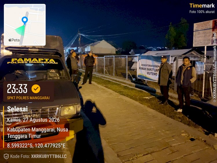 Patroli SPKT Polres Manggarai Pastikan Keamanan Rumah Sakit Lapangan di Tengah Situasi Pascagempa