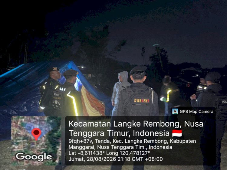 Patroli Malam Sat Samapta Polres Manggarai Pastikan Warga Terdampak Gempa Tetap Aman