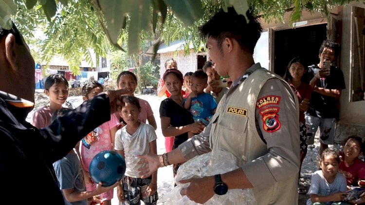 Polres Manggarai Bersama Polda NTB Hadirkan Keceriaan bagi Anak Penyintas Gempa di Reok Barat