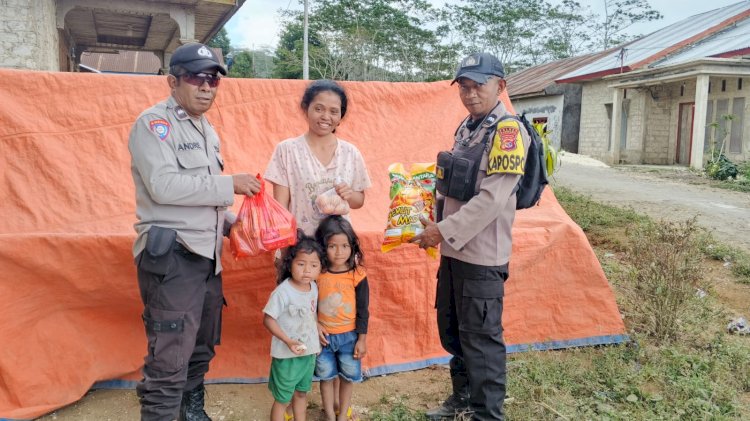 Polres Manggarai Salurkan Bantuan untuk Korban Gempa di Kecamatan Lelak